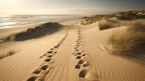 Premium AI Image | Footprints in the sand on a beach