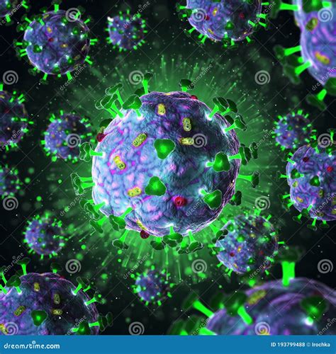 3d Render of Pathogenic Virus Organism or Bacteria Infecting and ...