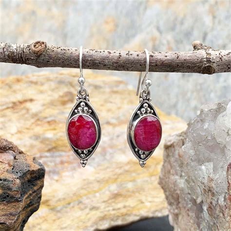 Sterling Oval Ruby Earrings - GLE-Good Living Essentials