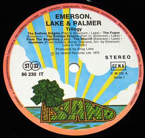 ELP Emerson Lake & Palmer Trilogy Island Records Progressive Rock Acid ...