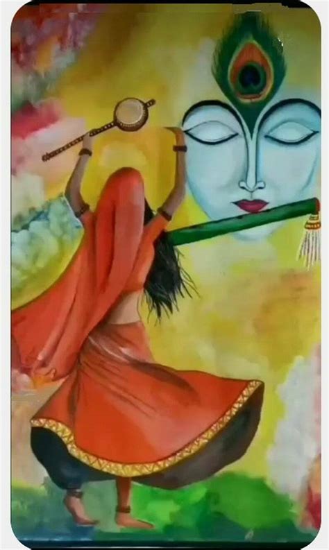 Radha Dancing for Krishna Hand Painted Painting On Canvas No Frame ...