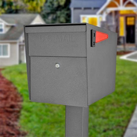 Mail Boss Curbside Extra Large Metal Granite Post Mount Locking Mailbox ...