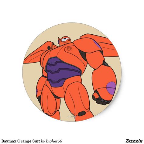 Baymax Orange Suit Classic Round Sticker | Zazzle | Disney sticker ...