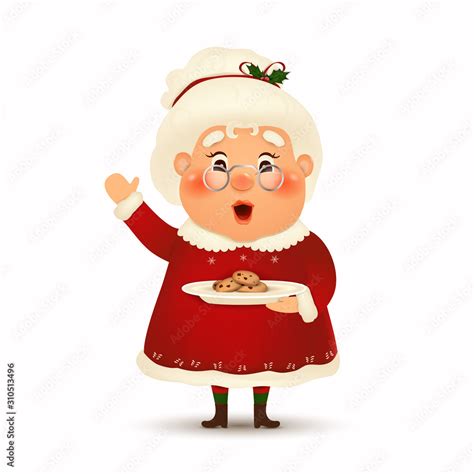 Happy Mrs. Claus cartoon character isolated on white background ...