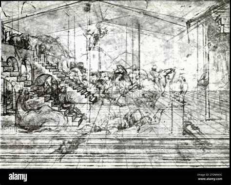 LEONARDO DA VINCI.Study of perspective for the Adoration of the Magi ...