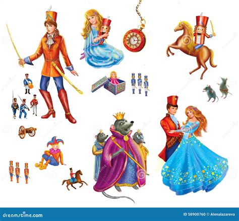 Set Cartoon Characters For Fairy Tale Nutcracker Stock Photography ...