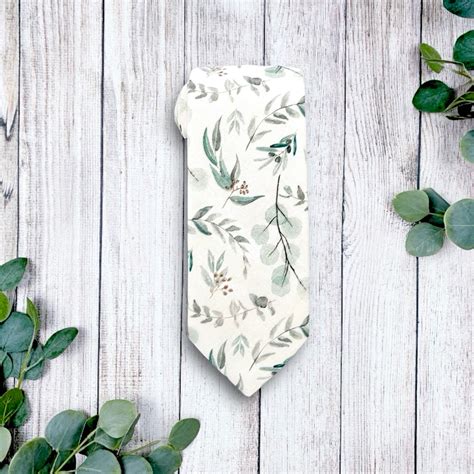 Floral Sage Green Tie, Floral Mens Necktie for Weddings, Sage Tie for ...