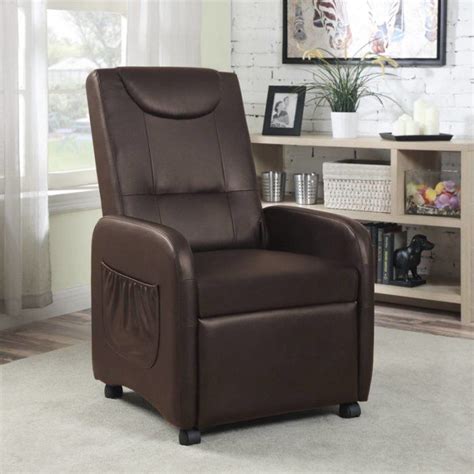 a black recliner chair in a living room