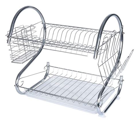 2 Tier Stainless Steel Kitchen Dish Drainer Dishes Drying Rack ...