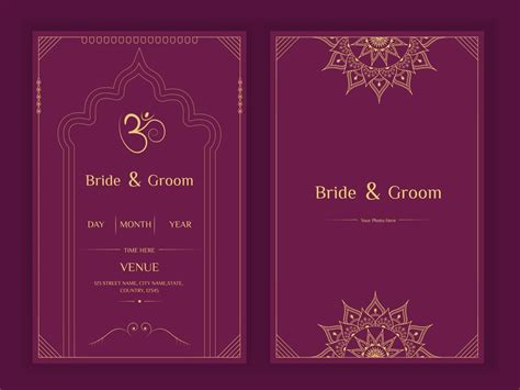 Indian wedding card template with mandala digital invitation design ...