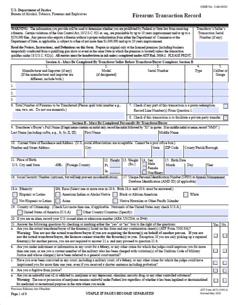 ATF Form 4473 - Firearms Transaction Record Revisions | Bureau of ...