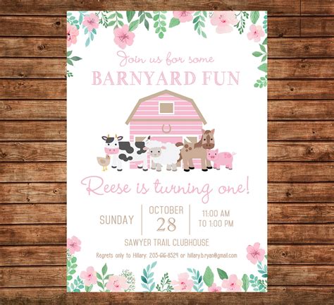 Petting Zoo Birthday Party Invitations / 15 050 Farm Animals Birthday ...