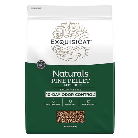 ExquisiCat Naturals Multi-Cat Pine Pellet Cat Litter - Unscented, Low ...