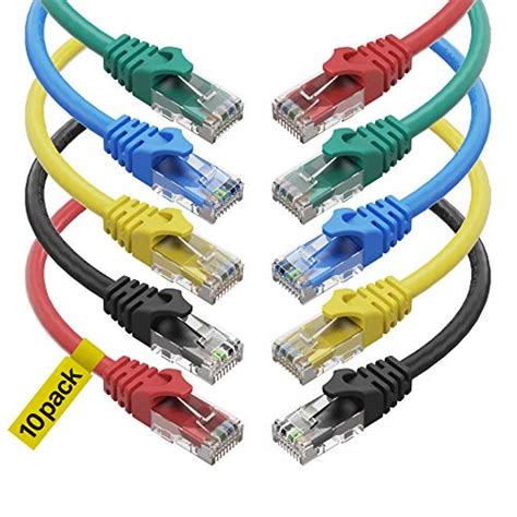 Cat6 Ethernet Cable, 1 Feet (10 Pack) LAN, utp Cat 6, RJ45, Network ...