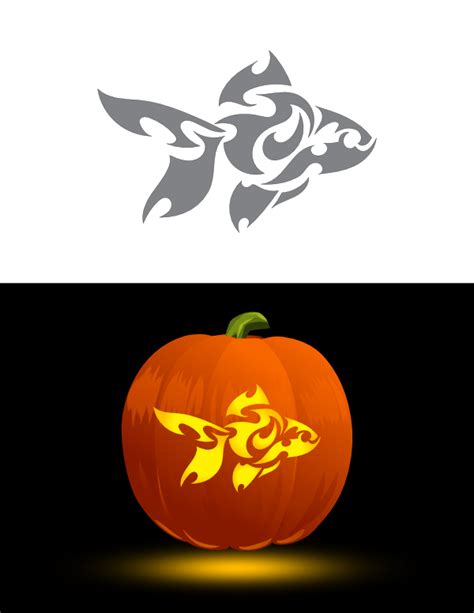 Printable Tribal Fish Pumpkin Stencil