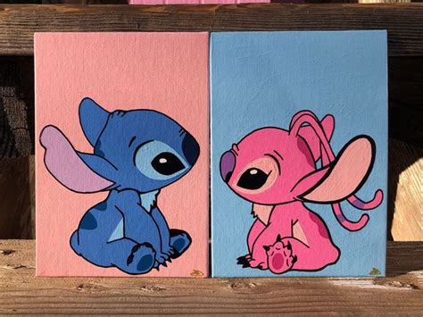 Stitch and Angel Matching Paintings - Couples - Friends | Stitch and ...