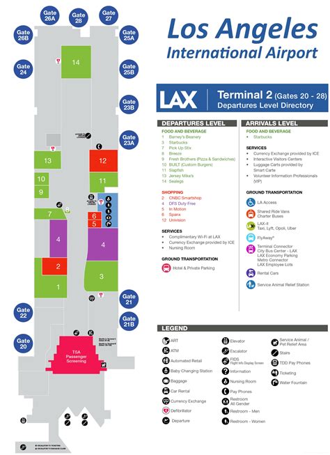 LAX Terminal 2 Map - Los Angeles International Airport Terminal 2 Map ...