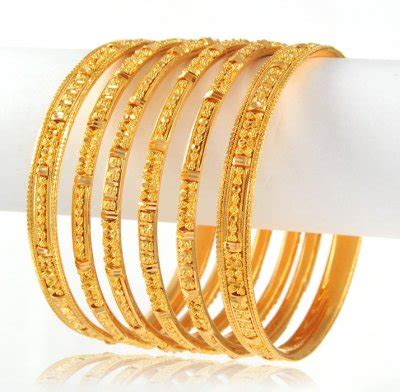 Indian Gold Bangles (set of 6) - BaSt4110 - Indian Gold Bangles (set of ...