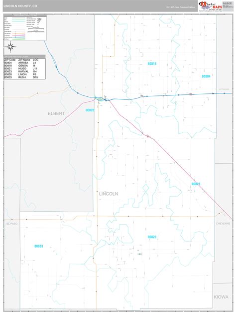 Lincoln County, CO Wall Map Premium Style by MarketMAPS - MapSales