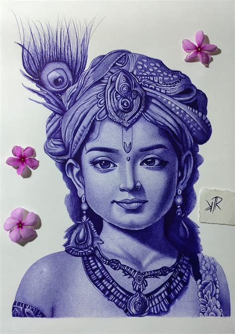 Hand Made Pen Sketch of Shree Krishna - Etsy