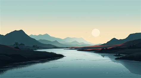 3540x1080 Resolution HD Minimalist River 3540x1080 Resolution Wallpaper ...