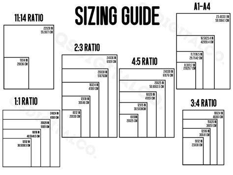 Wall Art Size Guide, Print Size Guide, Wall Art Ratio Guide, Frame Size ...