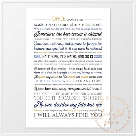 Once Upon a Time Quotes Print - Movie Quote Wall Art