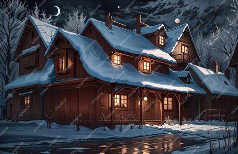 Premium AI Image | anime style a house on a dark night with the moon in ...