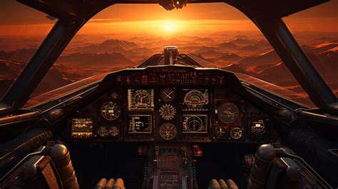 Premium AI Image | Jet fighter cockpit at sunsetmilitary