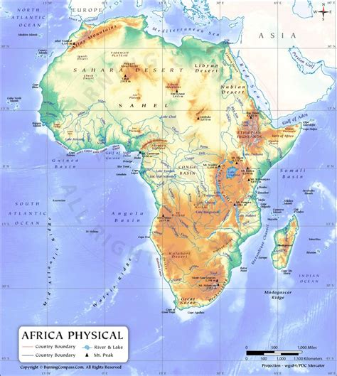 A Physical Map Of Africa