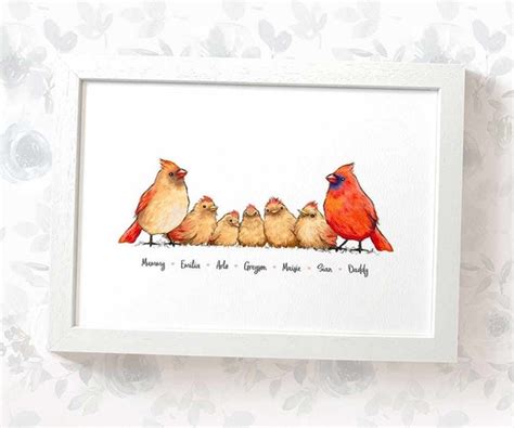 Cardinal Bird Family Names Custom Print Cardinal Family | Etsy