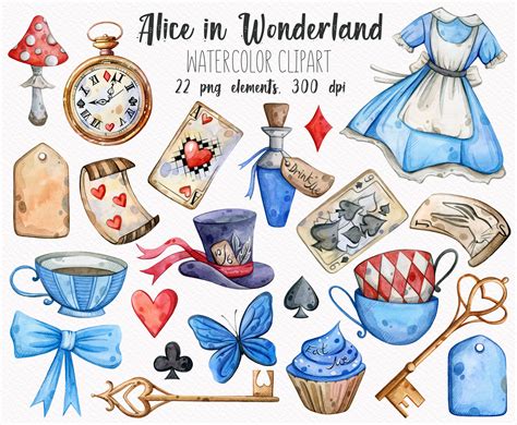 Alice in Wonderland Clipart Watercolor Tea Party Fairytale | Etsy