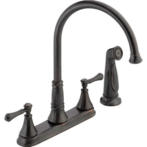 Delta Cassidy Gooseneck Venetian Bronze Kitchen Faucet with Side Spray ...