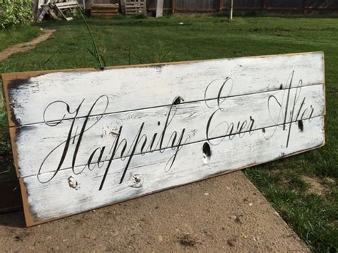 HAPPILY EVER AFTER Rustic Painted Fence Wood Sign Large Sign - Etsy