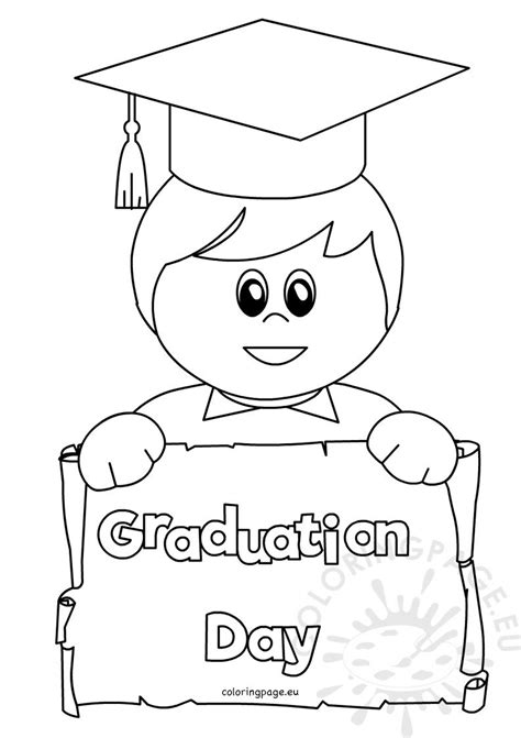 Happy Boy student on graduation day – Coloring Page