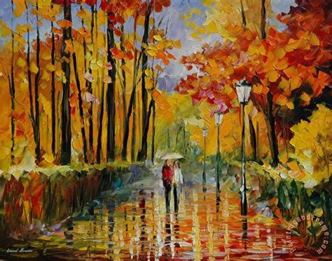 Leonid Afremov Autumn Rain painting - Autumn Rain print for sale