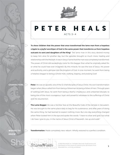 Acts 3 Peter Heals Sunday School Curriculum