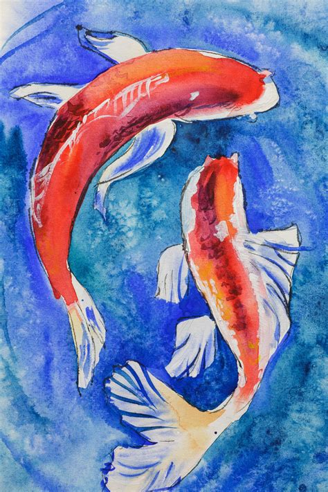 Koi Fish painting Japanese Fish Original Art Koi Carp Artwork | Etsy