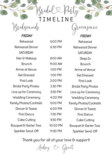 wedding day timeline template 4pm ceremony - Jordon Venegas