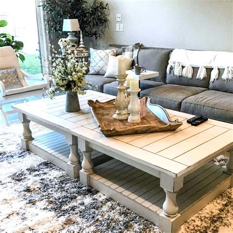 Rustic baluster square farmhouse coffee table all over painted and ...