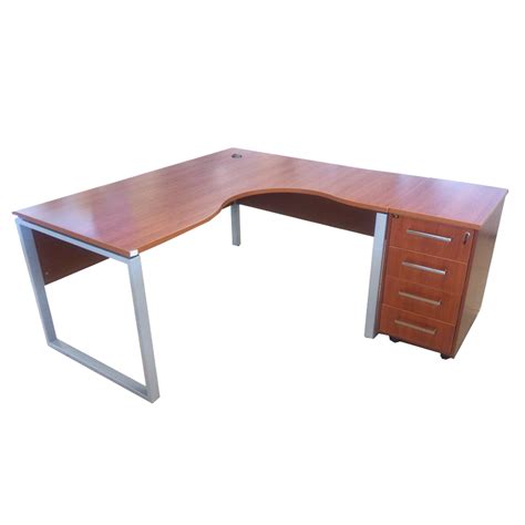 MEX: L-Shape Office Desk + 4-Drawers Mobile Pedestal; 160/140x80 ...