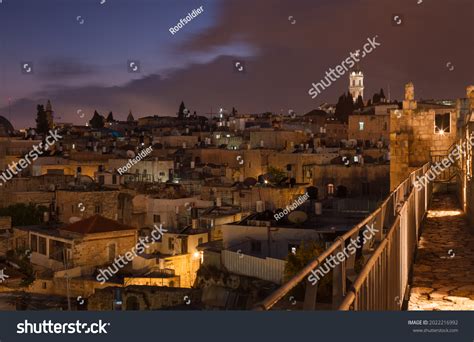 Jerusalem Old City Ramparts Night View Stock Photo 2022216992 ...