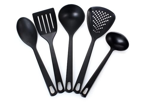 Premium Photo | Black kitchen utensils isolated on white