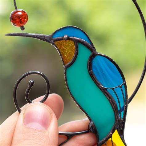 Bright Hummingbird on wire - suncatcher for window decoration