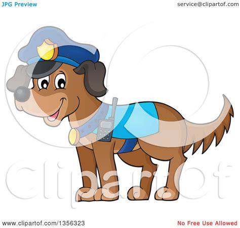 Clipart Of A Cartoon Police Dog Royalty Free Vector Illustration By