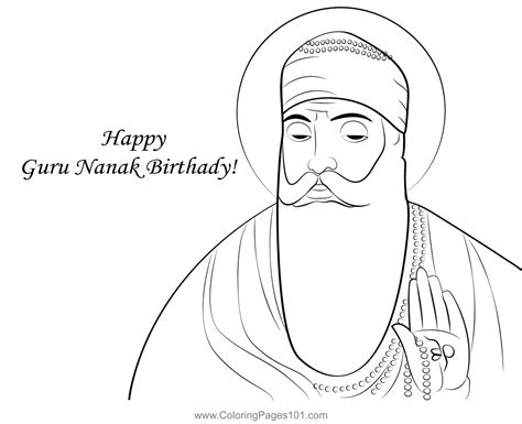 Happy Guru Nanak Jayanti Coloring Page for Kids - Free Guru Nanak ...