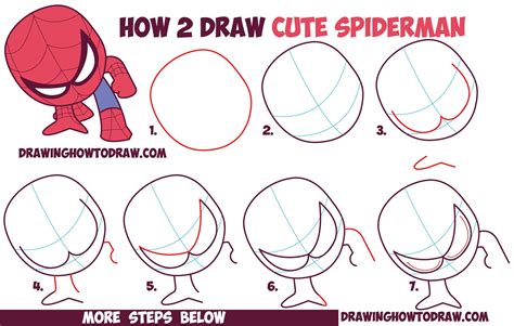 How to Draw Cute Spiderman (Chibi / Kawaii) Easy Step by Step Drawing ...