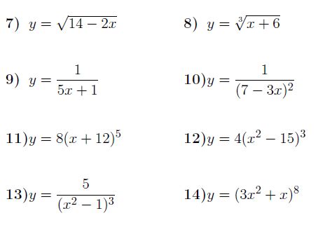 Chain Rule Derivatives Worksheet