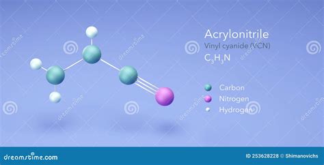 Acrylonitrile, Vinyl Cyanide VCN, Molecular Structures, 3d Rendering ...