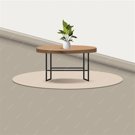 Premium Vector | Circle table with indoor plant decoration vector art ...